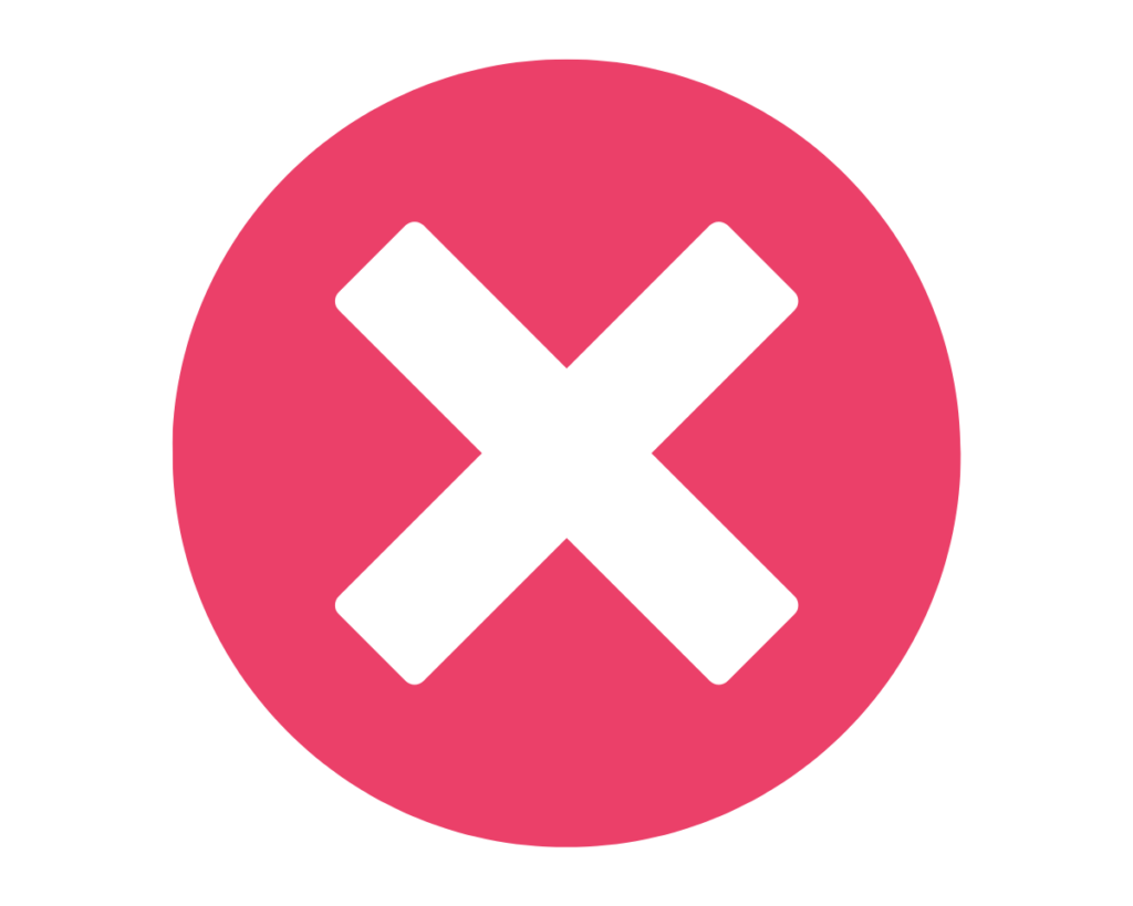 Red circle with white x symbol.