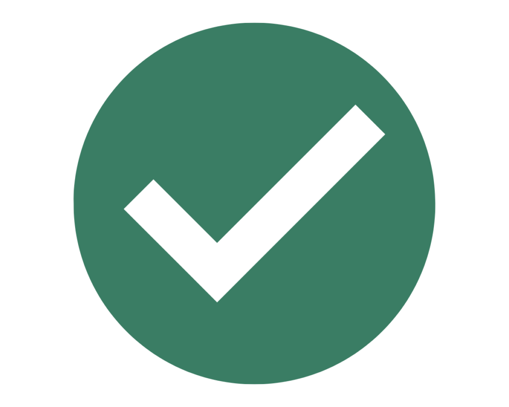 Green circle with white tick.